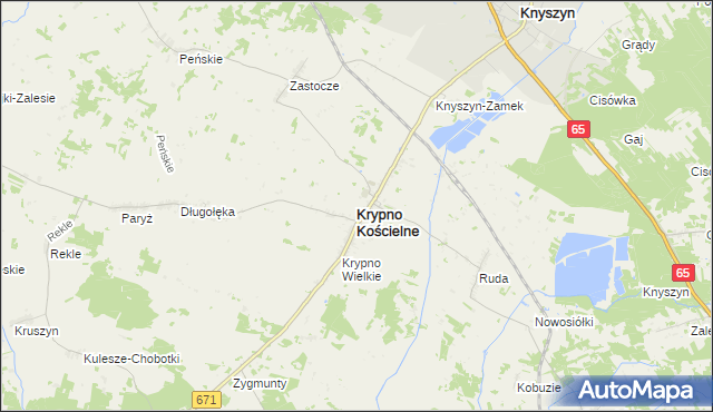 mapa Krypno Kościelne, Krypno Kościelne na mapie Targeo