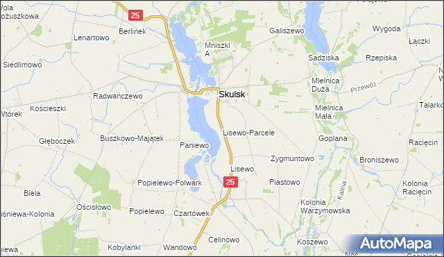 mapa Lisewo-Parcele, Lisewo-Parcele na mapie Targeo