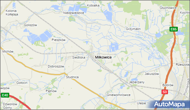 mapa Miłkowice powiat legnicki, Miłkowice powiat legnicki na mapie Targeo