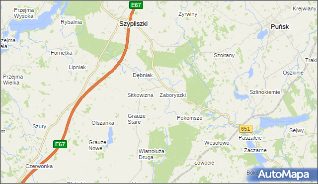 mapa Zaboryszki, Zaboryszki na mapie Targeo