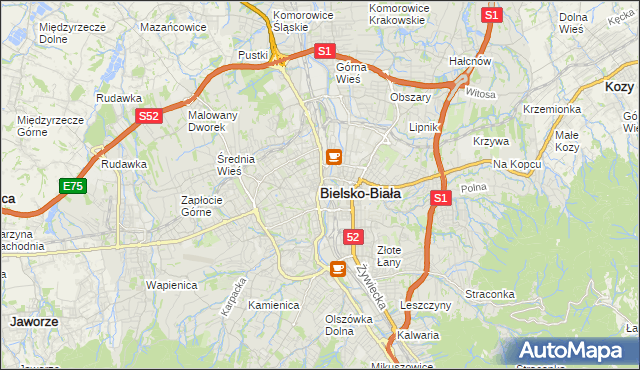 mapa Bielsko-Białej, Bielsko-Biała na mapie Targeo