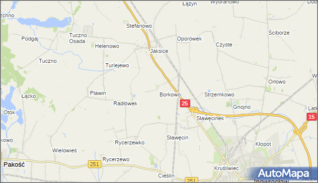mapa Borkowo gmina Inowrocław, Borkowo gmina Inowrocław na mapie Targeo