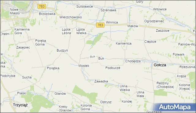mapa Buk gmina Gołcza, Buk gmina Gołcza na mapie Targeo