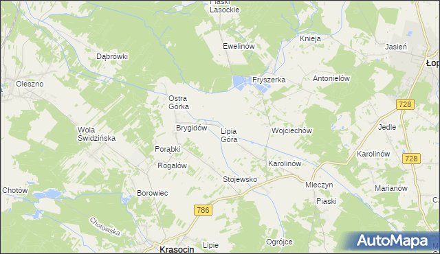 mapa Lipia Góra gmina Krasocin, Lipia Góra gmina Krasocin na mapie Targeo