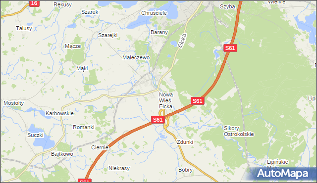 mapa Nowa Wieś Ełcka, Nowa Wieś Ełcka na mapie Targeo