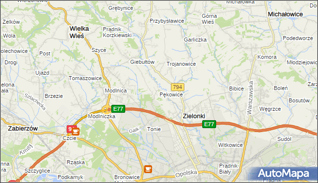 mapa Pękowice, Pękowice na mapie Targeo