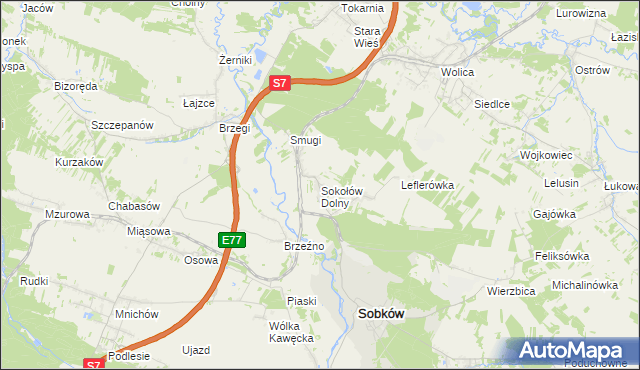 mapa Sokołów Dolny, Sokołów Dolny na mapie Targeo