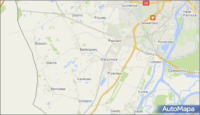 mapa Warzymice, Warzymice na mapie Targeo