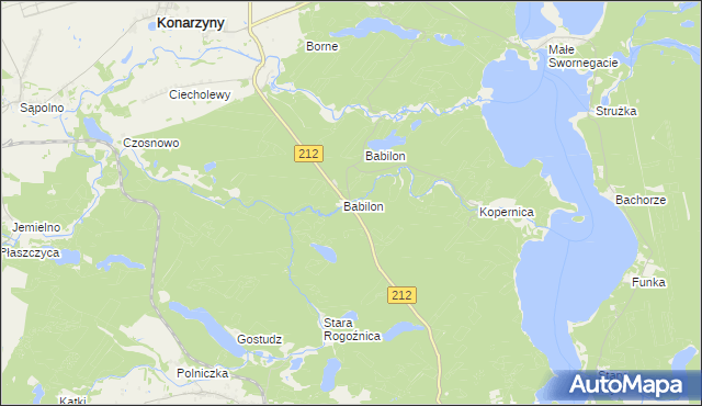 mapa Babilon gmina Chojnice, Babilon gmina Chojnice na mapie Targeo