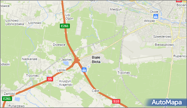 mapa Białe Błota powiat bydgoski, Białe Błota powiat bydgoski na mapie Targeo