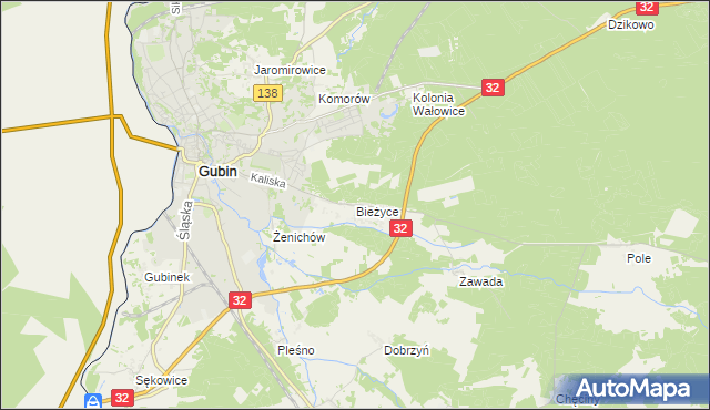 mapa Bieżyce, Bieżyce na mapie Targeo