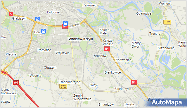 mapa Brochów gmina Wrocław, Brochów gmina Wrocław na mapie Targeo