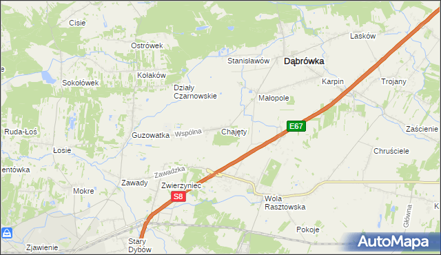 mapa Chajęty, Chajęty na mapie Targeo