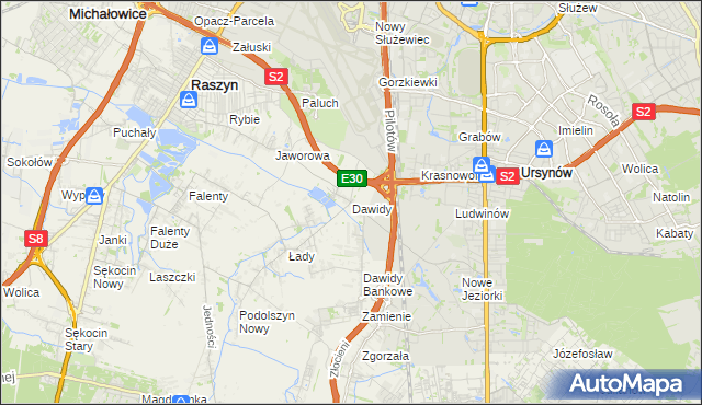 mapa Dawidy gmina Raszyn, Dawidy gmina Raszyn na mapie Targeo