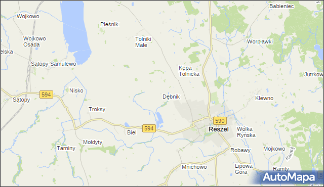 mapa Dębnik gmina Reszel, Dębnik gmina Reszel na mapie Targeo