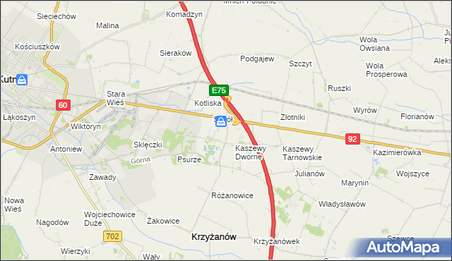 mapa Kaszewy Kościelne, Kaszewy Kościelne na mapie Targeo