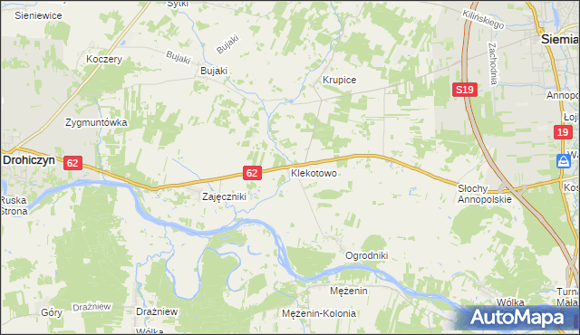 mapa Klekotowo gmina Siemiatycze, Klekotowo gmina Siemiatycze na mapie Targeo