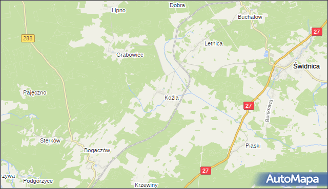 mapa Koźla, Koźla na mapie Targeo