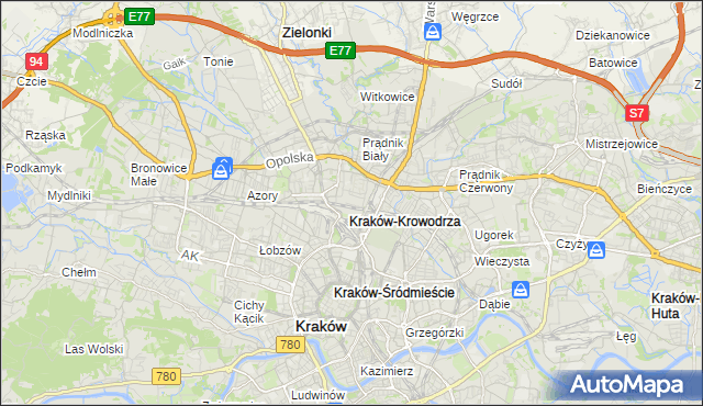 mapa Krowodrza, Krowodrza na mapie Targeo
