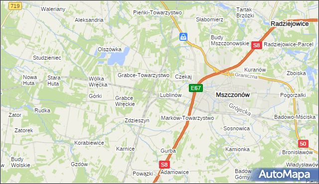 mapa Lublinów, Lublinów na mapie Targeo