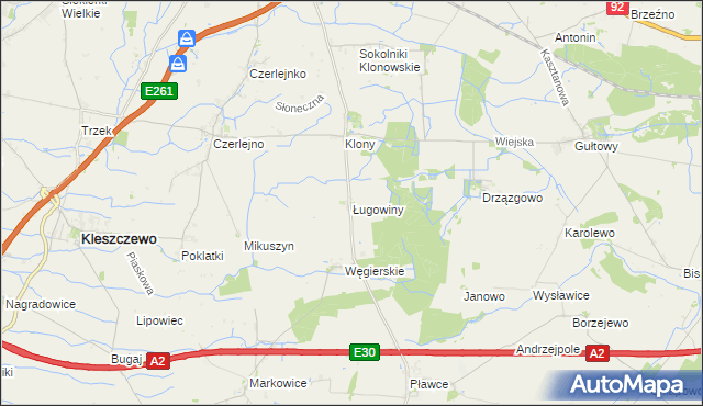 mapa Ługowiny, Ługowiny na mapie Targeo