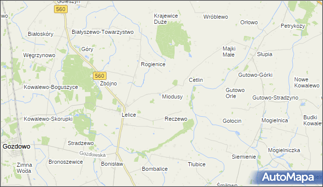 mapa Miodusy, Miodusy na mapie Targeo