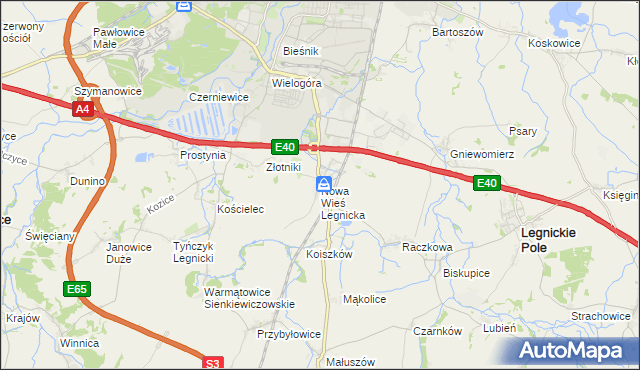 mapa Nowa Wieś Legnicka, Nowa Wieś Legnicka na mapie Targeo