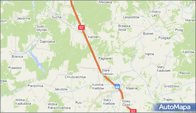 mapa Pągowiec gmina Stara Błotnica, Pągowiec gmina Stara Błotnica na mapie Targeo