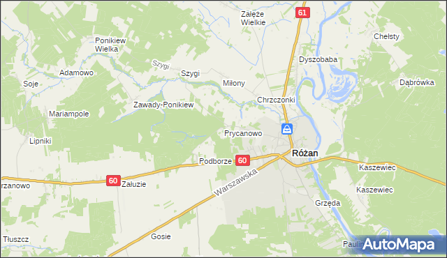 mapa Prycanowo, Prycanowo na mapie Targeo