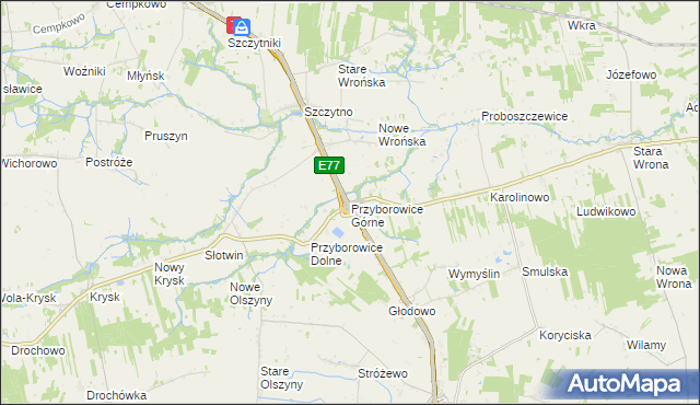 mapa Przyborowice Górne, Przyborowice Górne na mapie Targeo