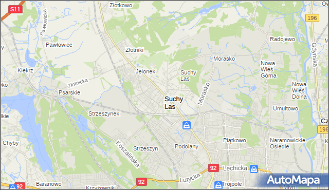 mapa Suchy Las powiat poznański, Suchy Las powiat poznański na mapie Targeo