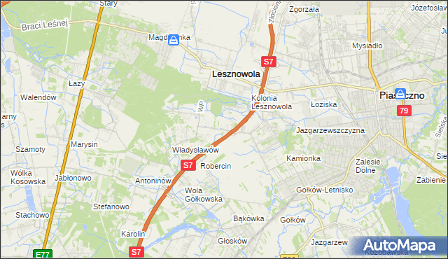 mapa Wilcza Góra gmina Lesznowola, Wilcza Góra gmina Lesznowola na mapie Targeo