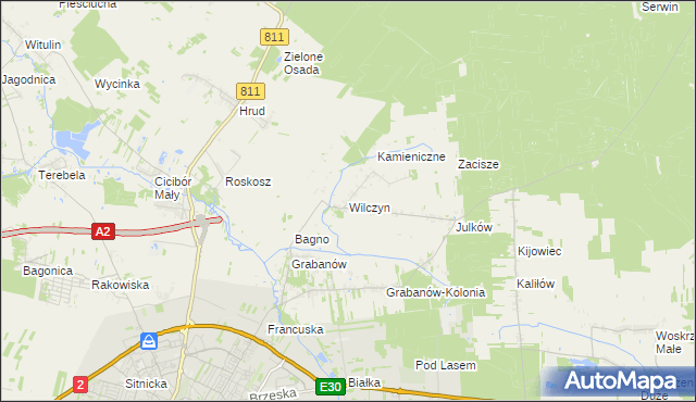 mapa Wilczyn gmina Biała Podlaska, Wilczyn gmina Biała Podlaska na mapie Targeo