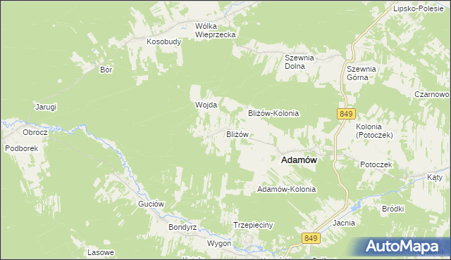 mapa Bliżów, Bliżów na mapie Targeo