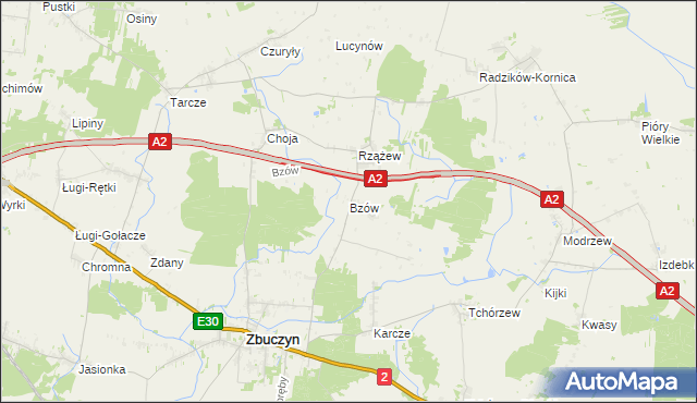 mapa Bzów, Bzów na mapie Targeo