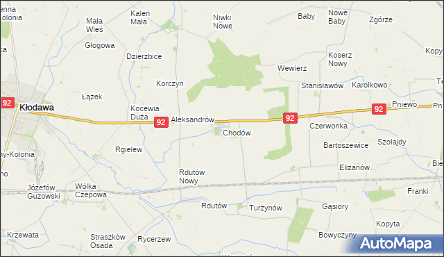 mapa Chodów powiat kolski, Chodów powiat kolski na mapie Targeo