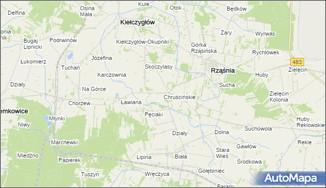 mapa Chruścińskie, Chruścińskie na mapie Targeo