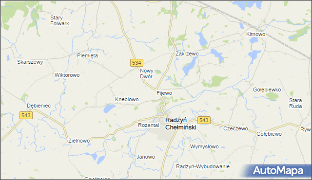mapa Fijewo gmina Radzyń Chełmiński, Fijewo gmina Radzyń Chełmiński na mapie Targeo