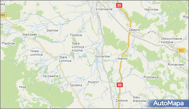 mapa Gorzanów, Gorzanów na mapie Targeo