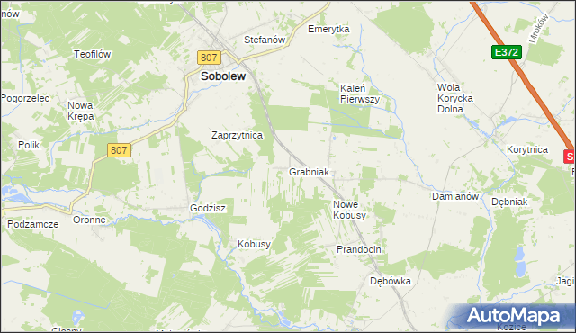 mapa Grabniak gmina Sobolew, Grabniak gmina Sobolew na mapie Targeo