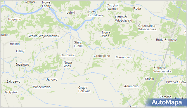 mapa Grodziczno gmina Rząśnik, Grodziczno gmina Rząśnik na mapie Targeo