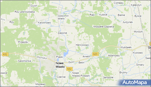 mapa Henrykowo gmina Nowe Miasto, Henrykowo gmina Nowe Miasto na mapie Targeo
