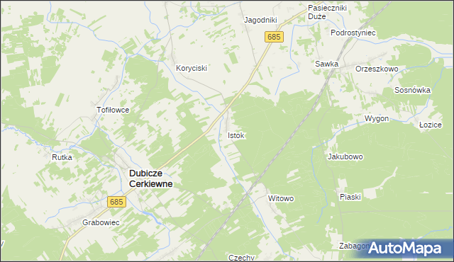 mapa Istok gmina Dubicze Cerkiewne, Istok gmina Dubicze Cerkiewne na mapie Targeo
