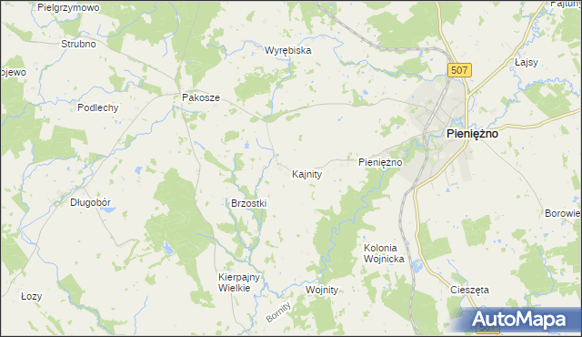 mapa Kajnity, Kajnity na mapie Targeo