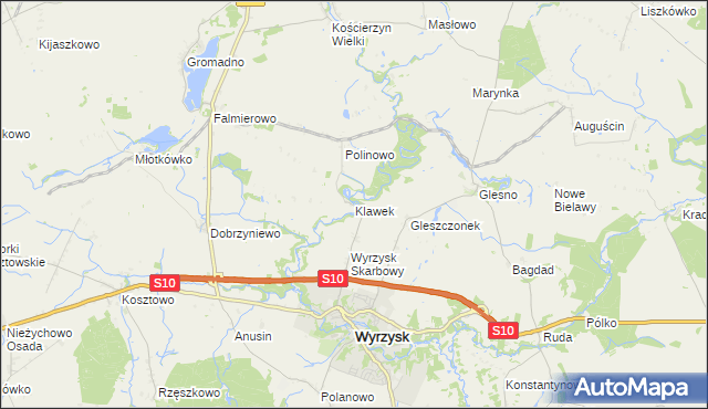 mapa Klawek, Klawek na mapie Targeo