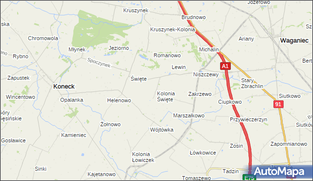 mapa Kolonia Święte, Kolonia Święte na mapie Targeo