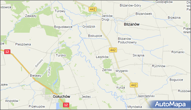 mapa Łaszków, Łaszków na mapie Targeo