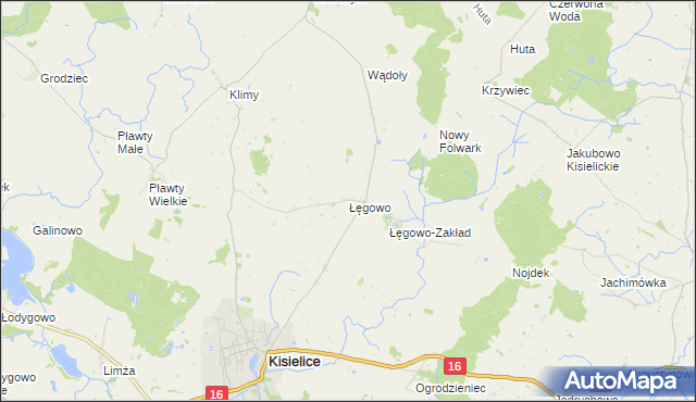 mapa Łęgowo gmina Kisielice, Łęgowo gmina Kisielice na mapie Targeo