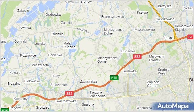 mapa Międzyrzecze Górne, Międzyrzecze Górne na mapie Targeo