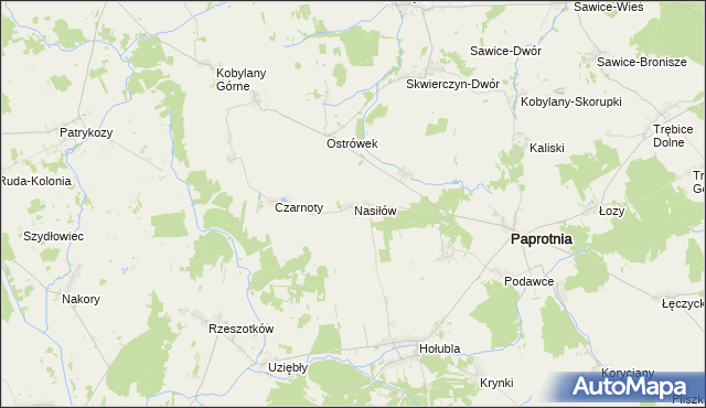mapa Nasiłów gmina Paprotnia, Nasiłów gmina Paprotnia na mapie Targeo